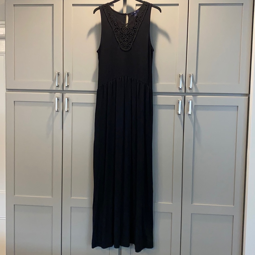 Gap Crochet True Black Maxi Dress Size Medium